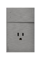 Placa Plana con 1 Interruptor Escalera y 1 Contacto en Color Plata