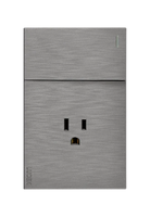 Placa Plana con 1 Interruptor Sencillo y 1 Contacto en Color Plata