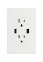 Placa Plana con 2 Contactos y 2 Entradas de USB en Color Blanco