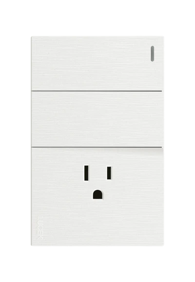 Placa Plana con 2 Interruptores Sencillos y 1 Contacto en Color Blanco