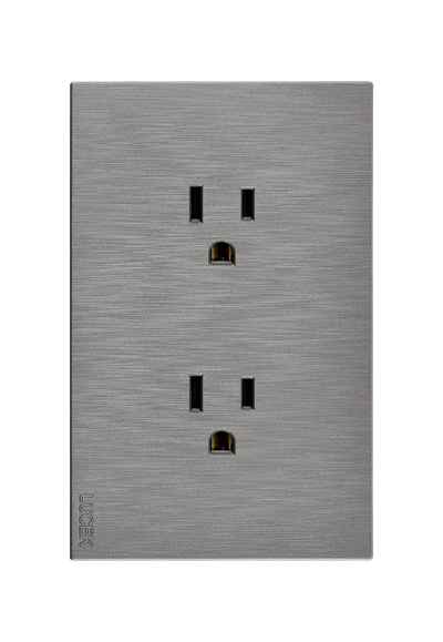Placa Plana con Contacto Duplex en Color Plata