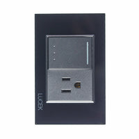 Placa con 1 Interruptor Escalera y 1 Contacto en Color Negro Mate