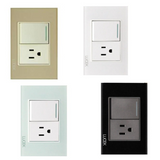 Placa con 1 Interruptor Sencillo y 1 Contacto Disponible en Color Blanco, Marfil, Menta y Negro (Modelo a Elegir)