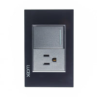 Placa con 1 Interruptor Sencillo y 1 Contacto en Color Negro Mate