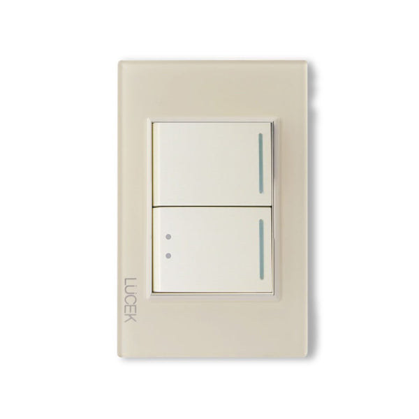 Placa con 1 Interruptor Sencillo y 1 Interruptor Escalera en Color Hueso Mate