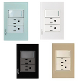 Placa con 1 Interruptor Sencillo y 2 Contactos Disponible en Color Blanco, Marfil, Menta y Negro (Modelo a Elegir)