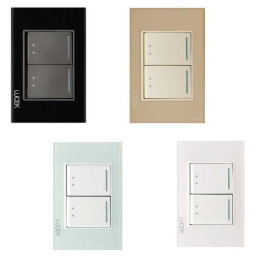 Placa con 2 Interruptores Escalera Disponible en Color Blanco, Marfil, Menta y Negro (Modelo a Elegir)