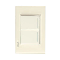 Placa con 2 Interruptores Escalera en Color Hueso Mate