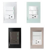 Placa con 2 Interruptores Escalera y 1 Contacto Disponible en Color Blanco, Marfil, Menta y Negro (Modelo a Elegir)