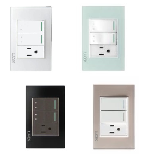Placa con 2 Interruptores Escalera y 1 Contacto Disponible en Color Blanco, Marfil, Menta y Negro (Modelo a Elegir)