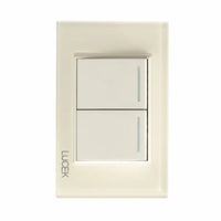 Placa con 2 Interruptores Sencillos en Color Hueso Mate