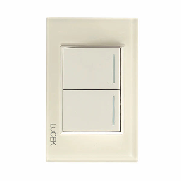 Placa con 2 Interruptores Sencillos en Color Hueso Mate