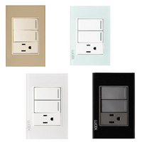 Placa con 2 Interruptores Sencillo y 1 Contacto Disponible en Color Blanco, Marfil, Menta y Negro (Modelo a Elegir)