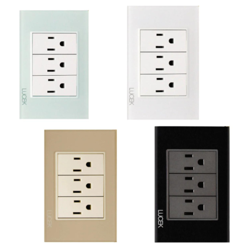 Placa con 3 Contactos Disponible en Color Acero, Blanco, Marfil, Menta y Negro (Modelo a Elegir)