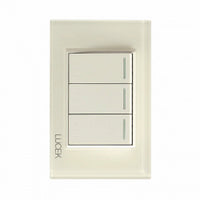Placa con 3 Interruptores Escalera en Color Hueso Mate