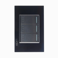Placa con 3 Interruptores Escalera en Color Negro Mate