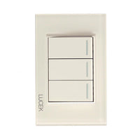 Placa con 3 Interruptores Sencillo en Color Hueso Mate
