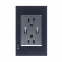 Placa con Contacto Duplex Y 2 Entradas de USB en Color Negro Mate