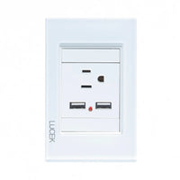 Placa con un contacto y dos entradas USB  en color Blanco mate