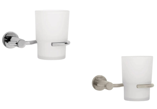 Portavasos Cepilleros Metalicos con Vaso Disponible en Color Cromo y Satin (Modelo a Elegir)