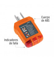 Probador de Tomacorriente en Acabado Naranja con Indicadores de Falla