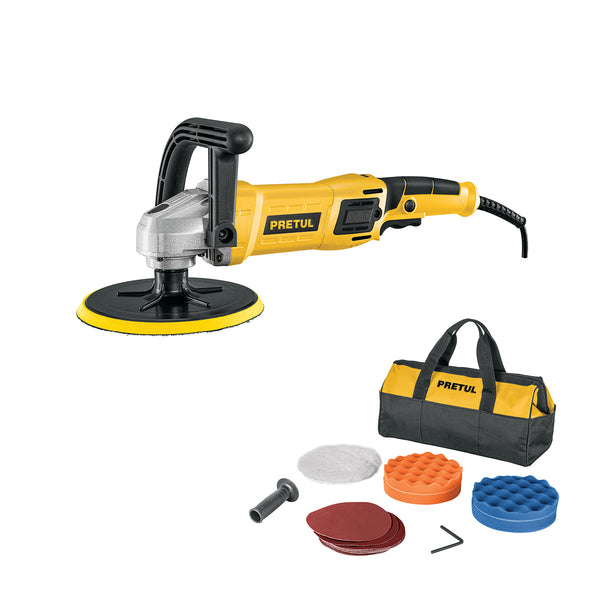 Pulidora Velocidad Variable 7" 1,200W, Con Accesorios