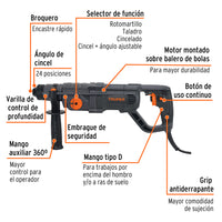 Rotomartillo SDS Plus, Mango D, 3.5 Joules 800W Industrial