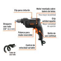 Taladro 1/4" 380W Industrial