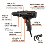 Taladro Atornillador 3/8" 400W Industrial