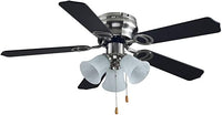 Ventilador de 42” en Acabado Cromado con Aspas Negras