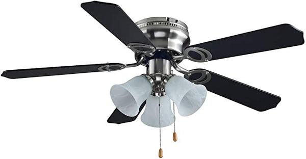 Ventilador de 42” en Acabado Cromado con Aspas Negras