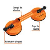 Ventosa de Aluminio para Vidrio, 2 Copas de Succión en Color Naranja