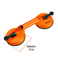 Ventosa de Aluminio para Vidrio, 2 Copas de Succión en Color Naranja