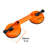 Ventosa de Aluminio para Vidrio, 2 Copas de Succión en Color Naranja