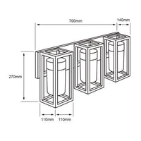 Lampara de Pared para 3 Focos en Acabado Negro con Cristal Claro Uso Exterior/Interior