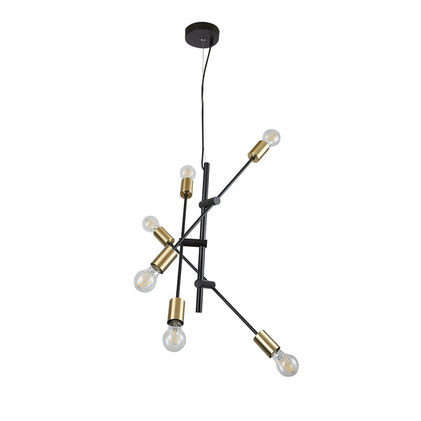 Candil Colgante Vintage Dirigible en Acabado Negro Mate con Oro
