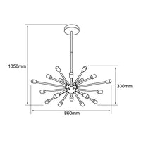 Candil Vintage Tipo Esfera Para 18 Luces en Acabado Negro Uso Interior