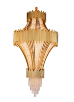 Candil de Lujo en Cristal en Color Satinado y Dorado para Uso Interior Peso 95 kg (Modelo a Elegir)