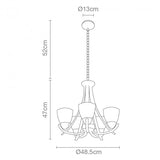 Candil para 5 Luces en Acabado Café Obscuro con Cristal Opalino