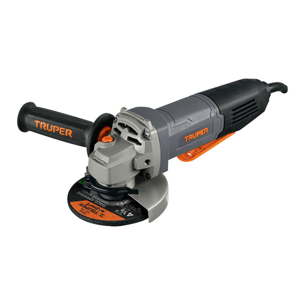Esmeriladora 4 1/2" Industrial de 850W Interruptor Tipo Paleta en Color Gris
