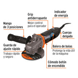Esmeriladora 4 1/2" de 1,100 W en Color Gris con Naranja