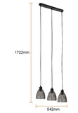 Lampara Colgante Lineal para 3 Luces en Acabado Negro