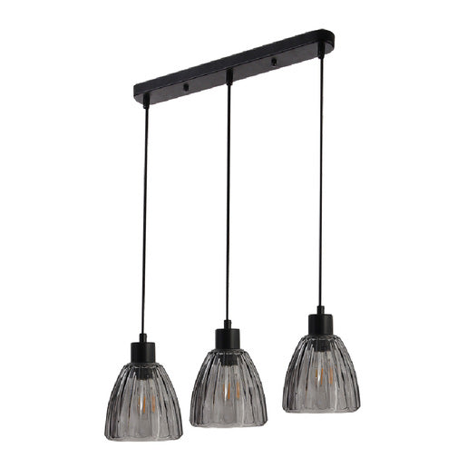 Lampara Colgante Lineal para 3 Luces en Acabado Negro