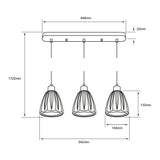 Lampara Colgante Lineal para 3 Luces en Acabado Negro