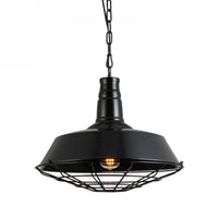 Lampara Colgante Rustrica en Color Negro Mate con Rejilla Uso Interior