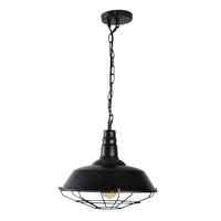 Lampara Colgante Rustrica en Color Negro Mate con Rejilla Uso Interior