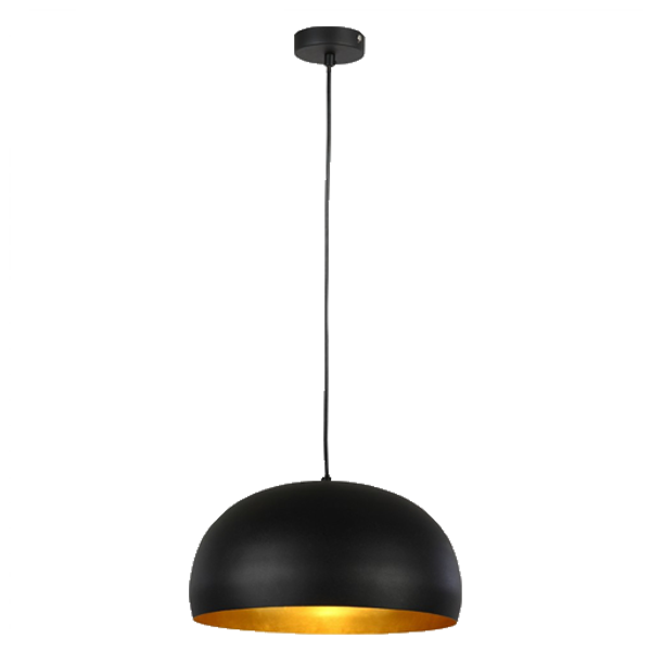 Lámpara Colgante en Color Negro con Interior Dorado Uso Interior