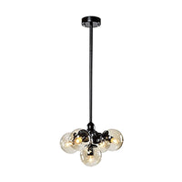 Lampara Colgante Vintage en Acabado Negro con Cristal Ámbar