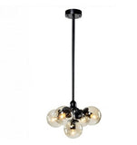 Lampara Colgante Vintage en Acabado Negro con Cristal Ámbar