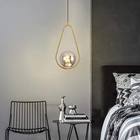 Lampara Colgante con Esfera al Centro Disponible en Color Negro, Dorado y Cromo (Modelo a Elegir)